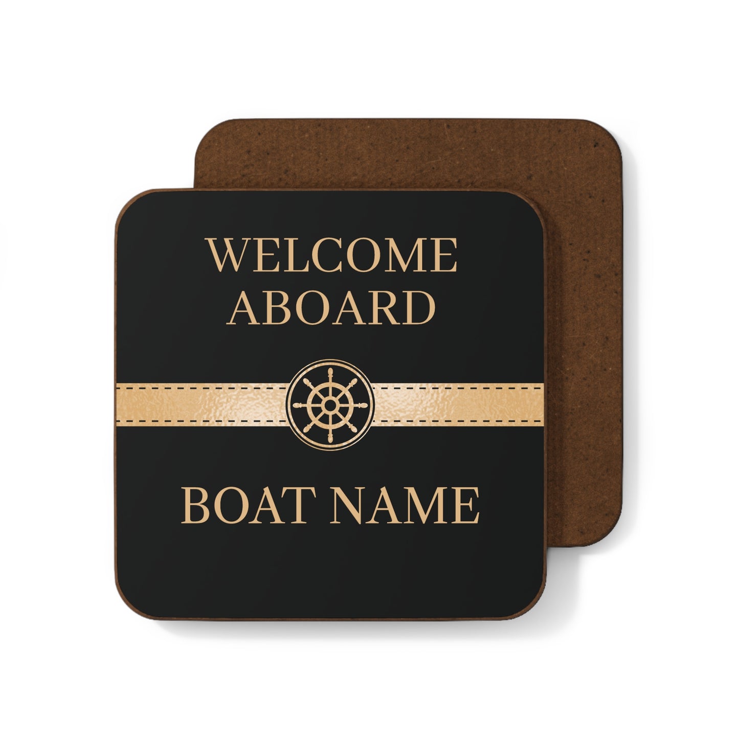 Boat Name Coaster - Ship Wheel (Set of 4)