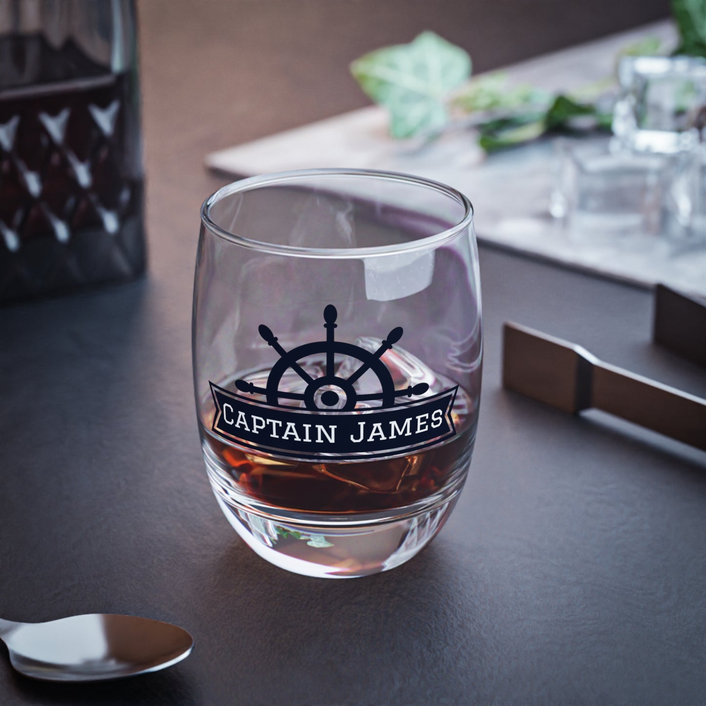 Personalized Ship Wheel Whiskey Glass