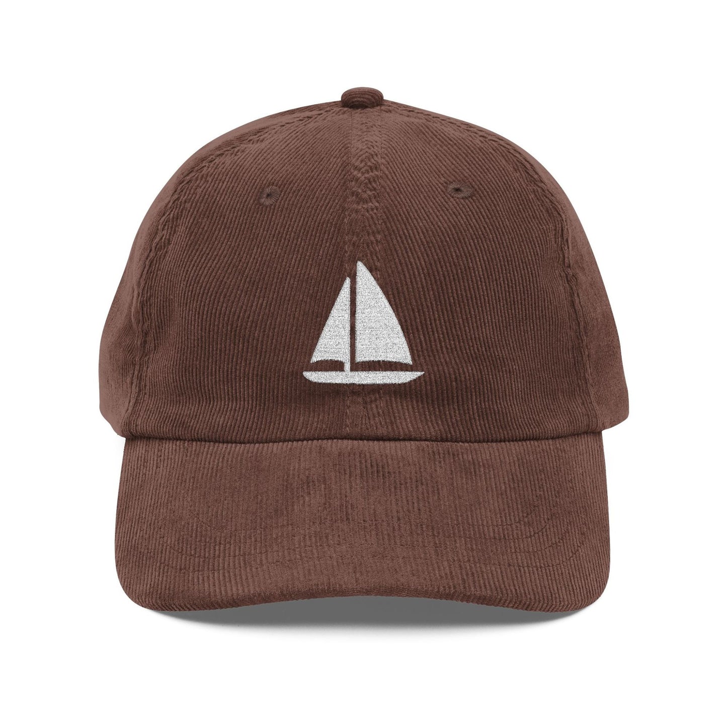 Embroidered Sailboat Corduroy Hat