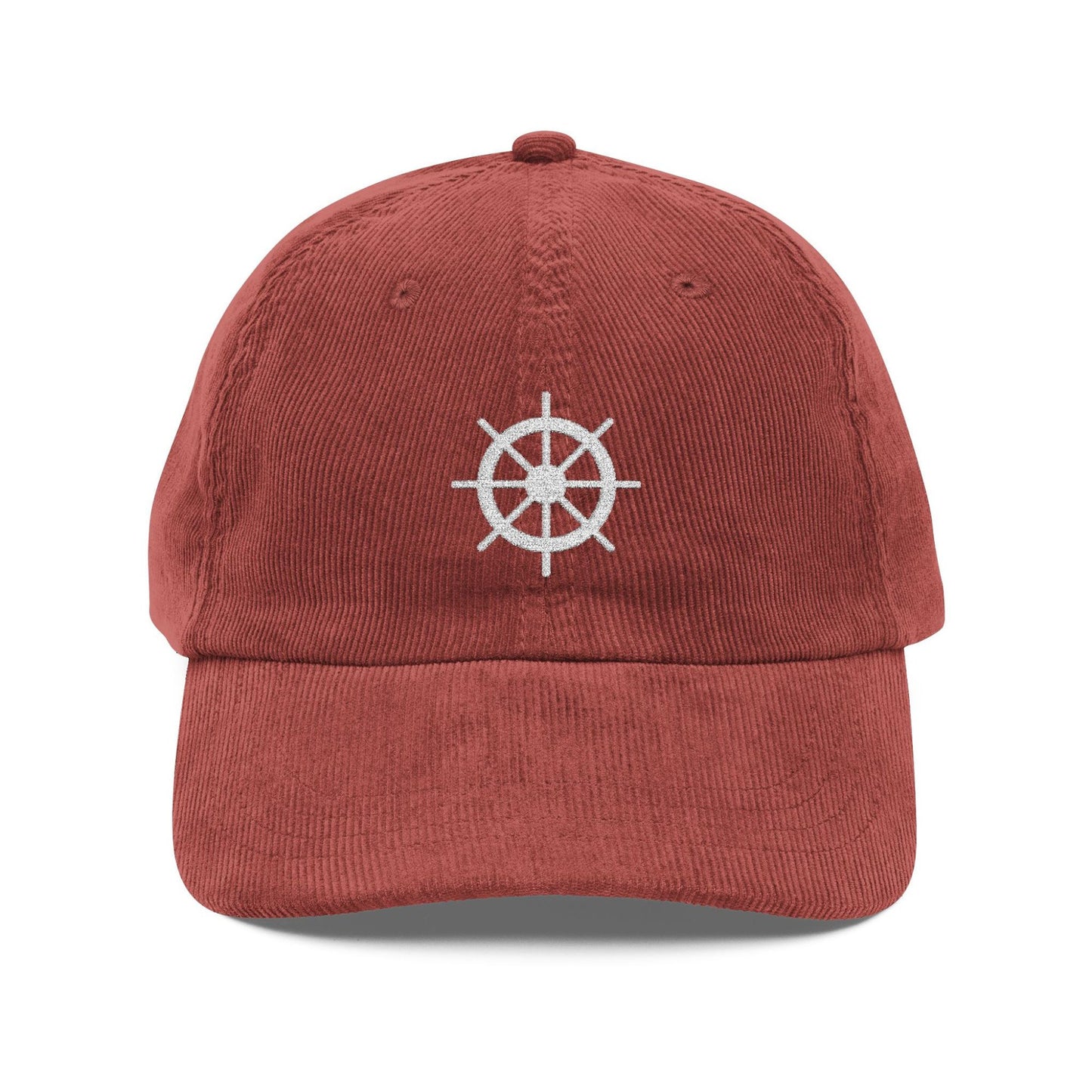 Embroidered Ship Wheel Corduroy Hat