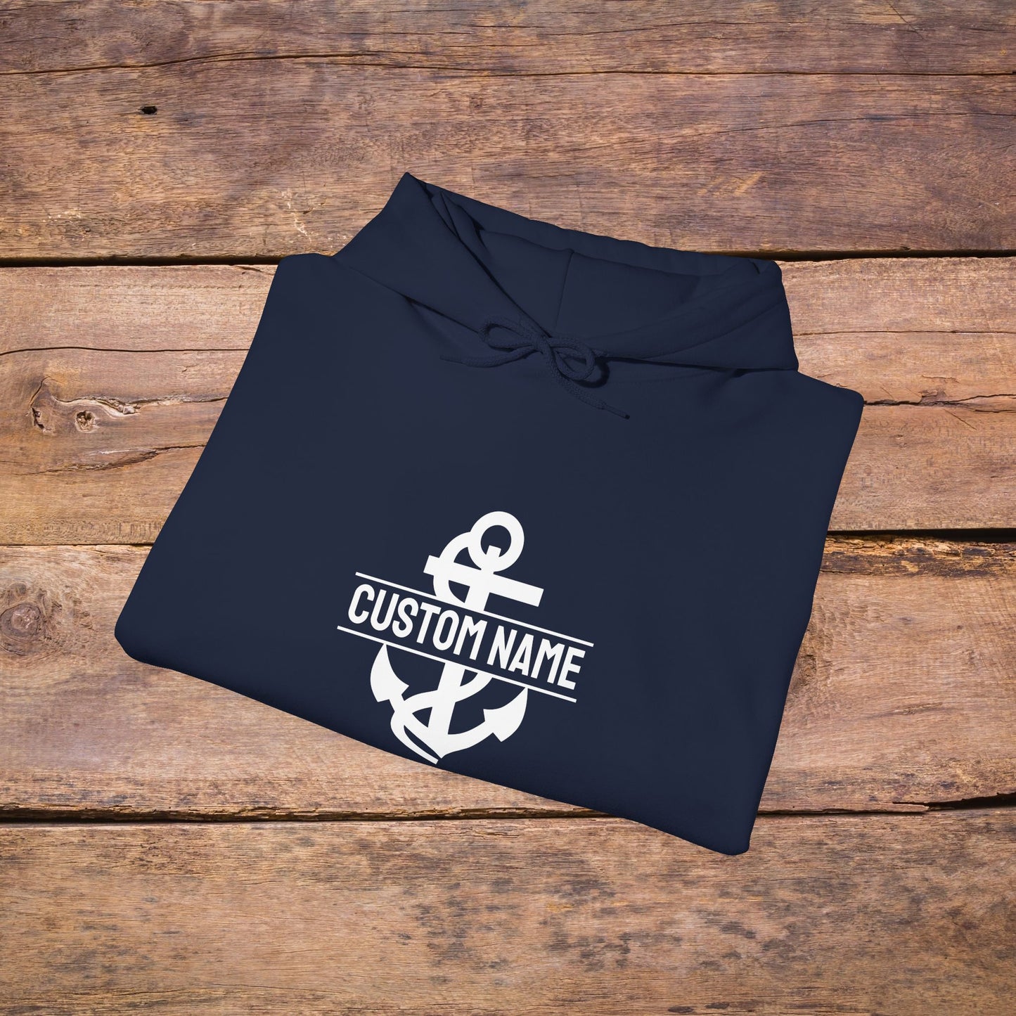 Personalized Hooded Sweatshirt with Nautical Anchor