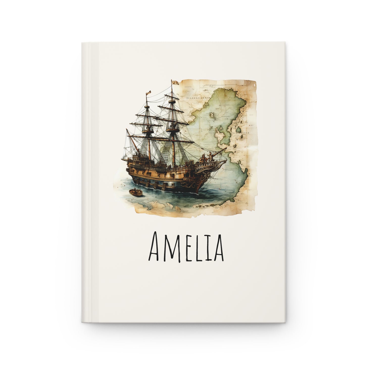 Nautical Map with Sailing Ship Journal