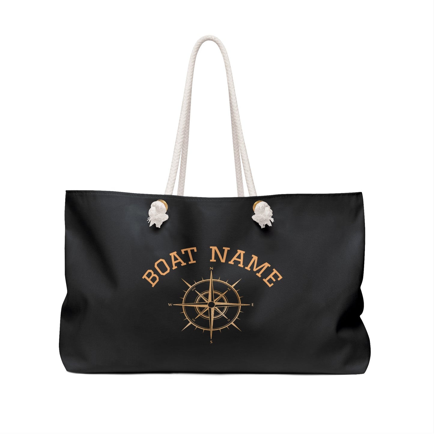 Personalized Boat Name Weekender – Nautical Tote with Compass & Rope Handles