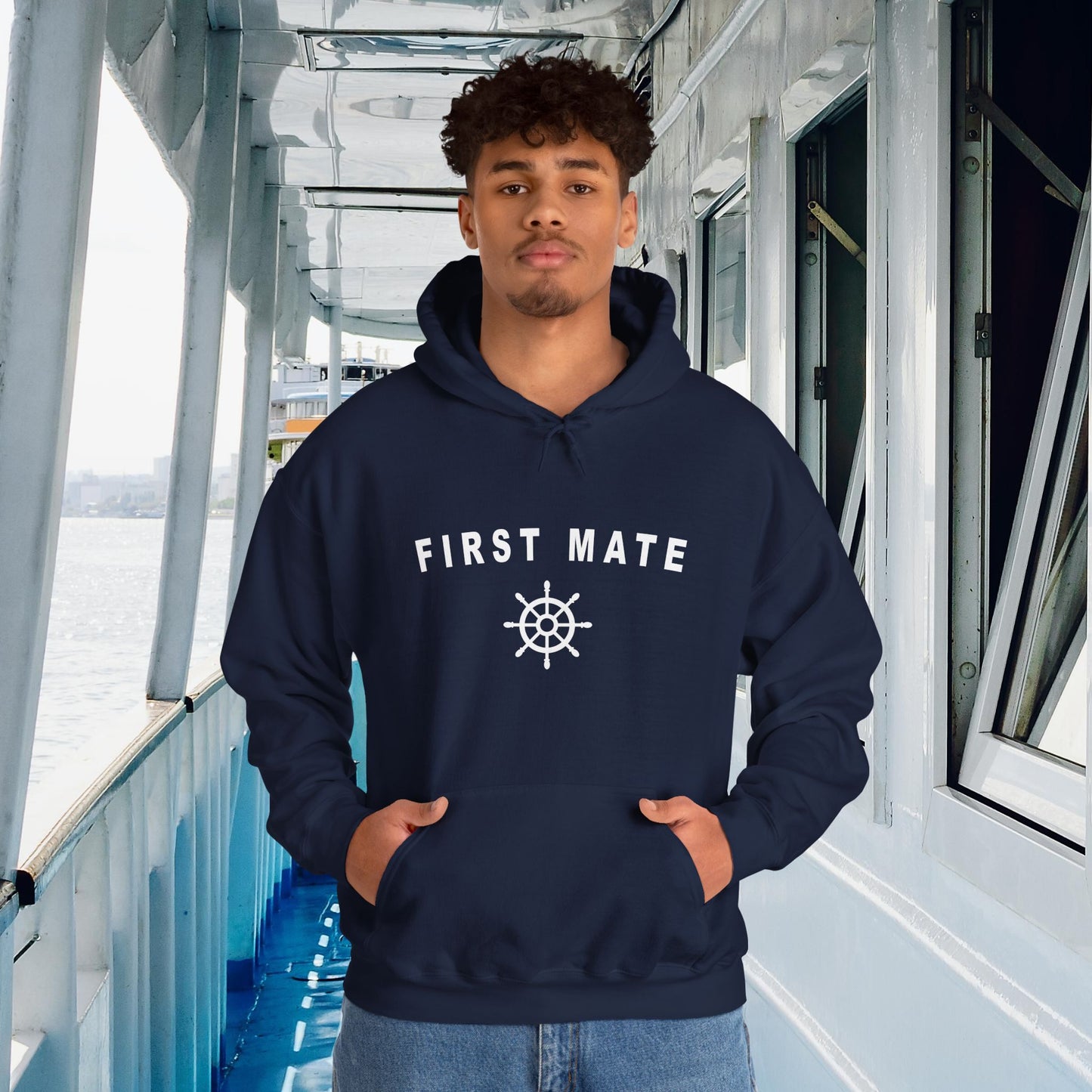 First Mate Hooded Sweatshirt with Ship Wheel