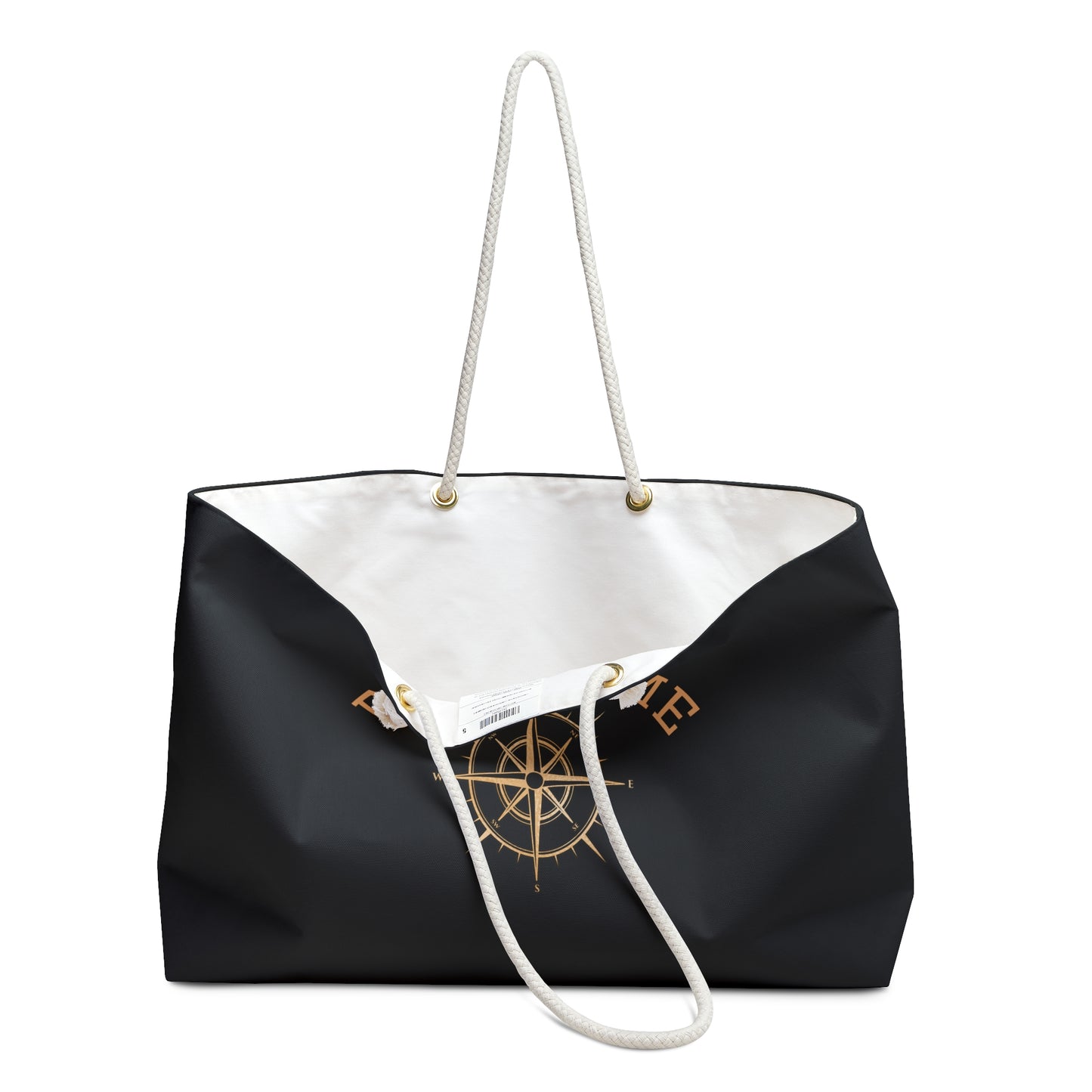 Personalized Boat Name Weekender – Nautical Tote with Compass & Rope Handles
