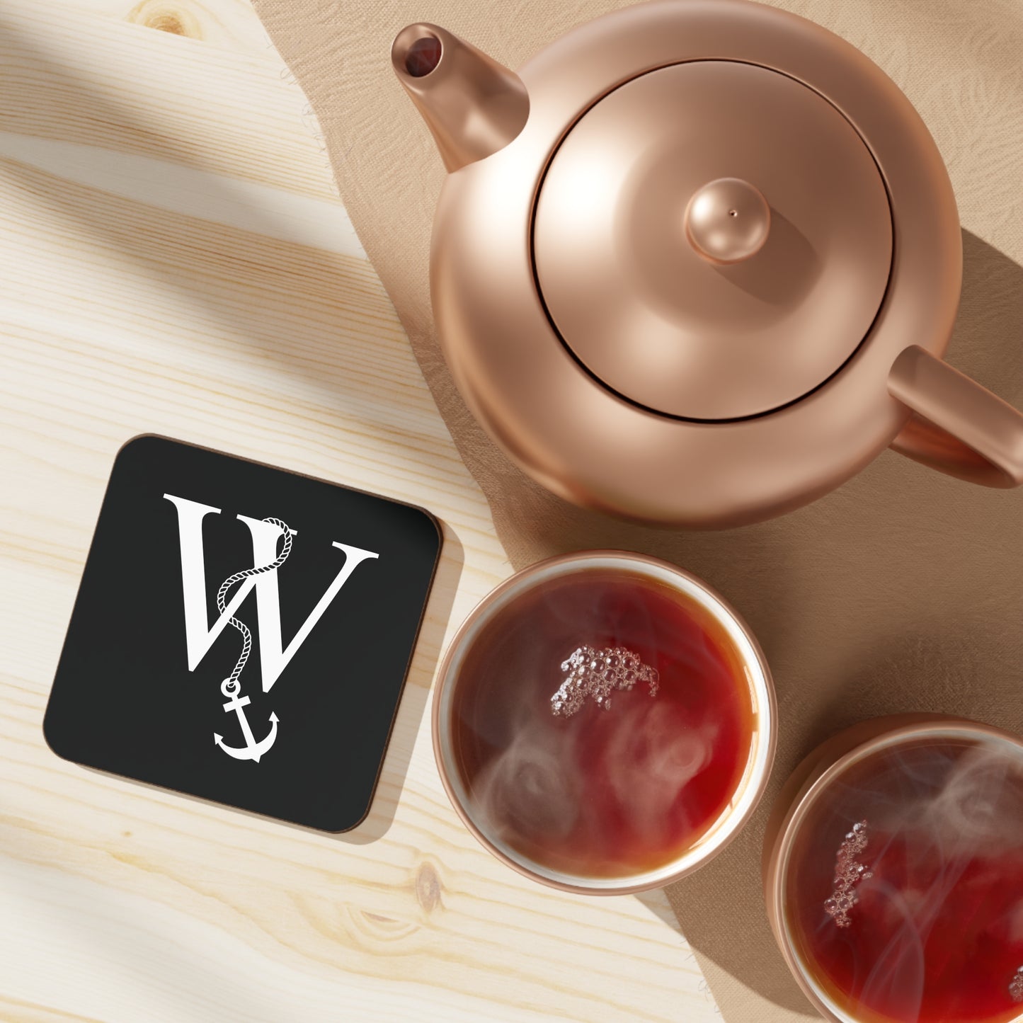 Black Nautical Monogram Coasters (set of 4)