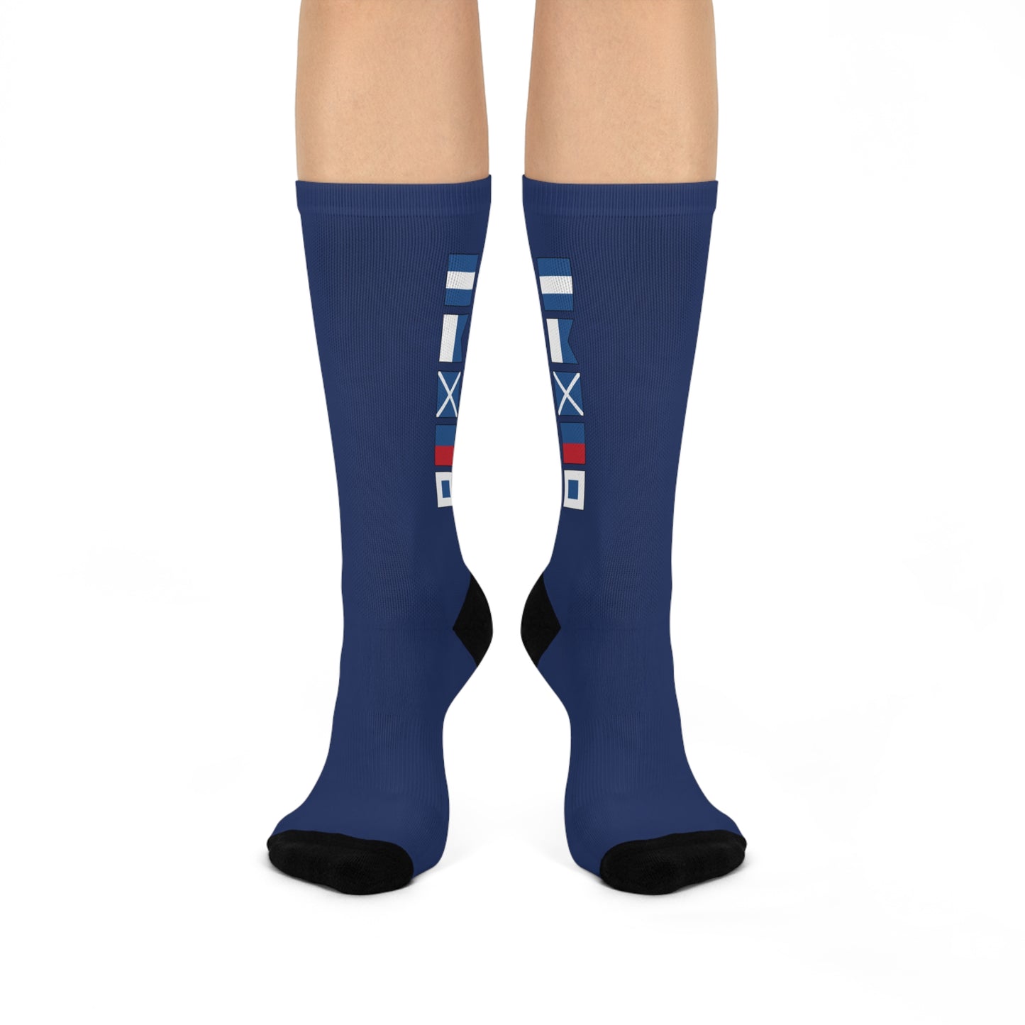 Nautical Flag Blue Cushioned Crew Socks