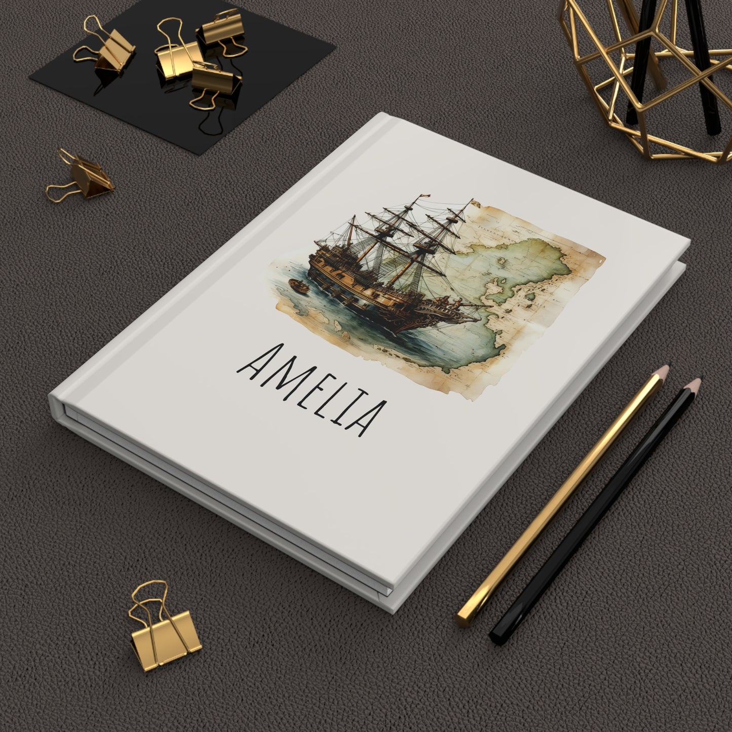 Nautical Map with Sailing Ship Journal