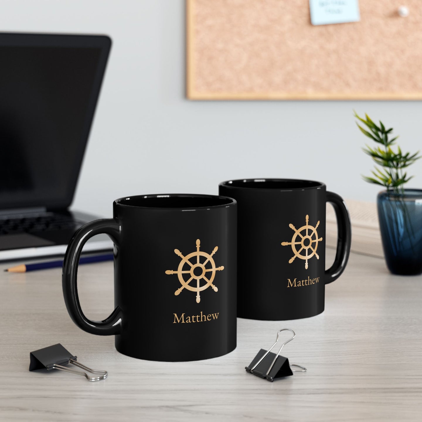 Personalized Mug with Nautical Ship Wheel