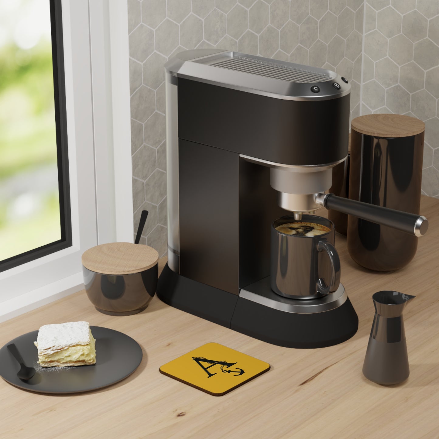 Yellow Nautical Monogram Coasters (set of 4)