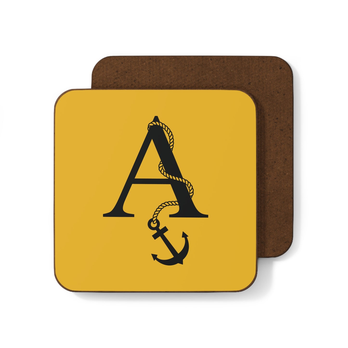 Yellow Nautical Monogram Coasters (set of 4)