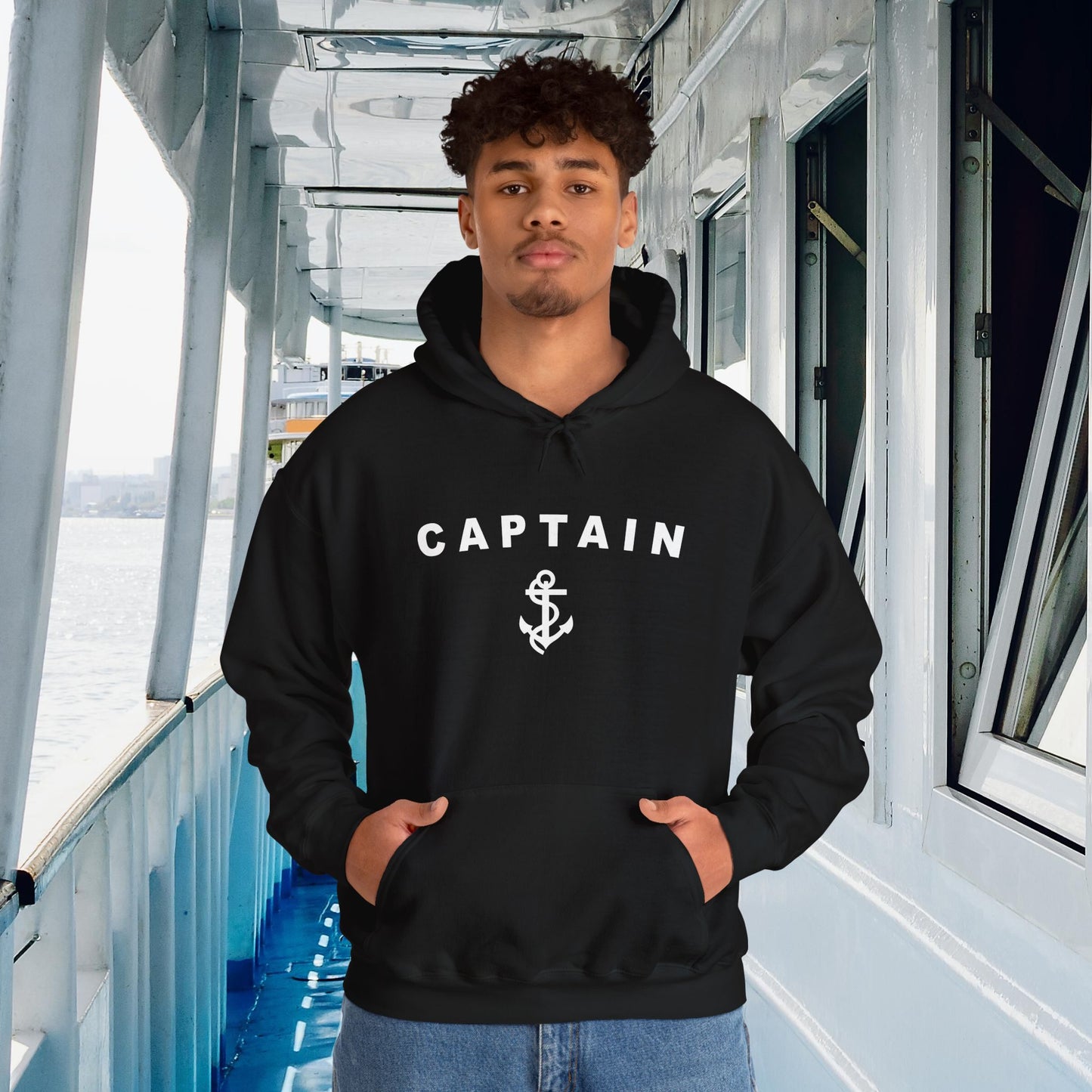 Captain Hooded Sweatshirt with Nautical Anchor