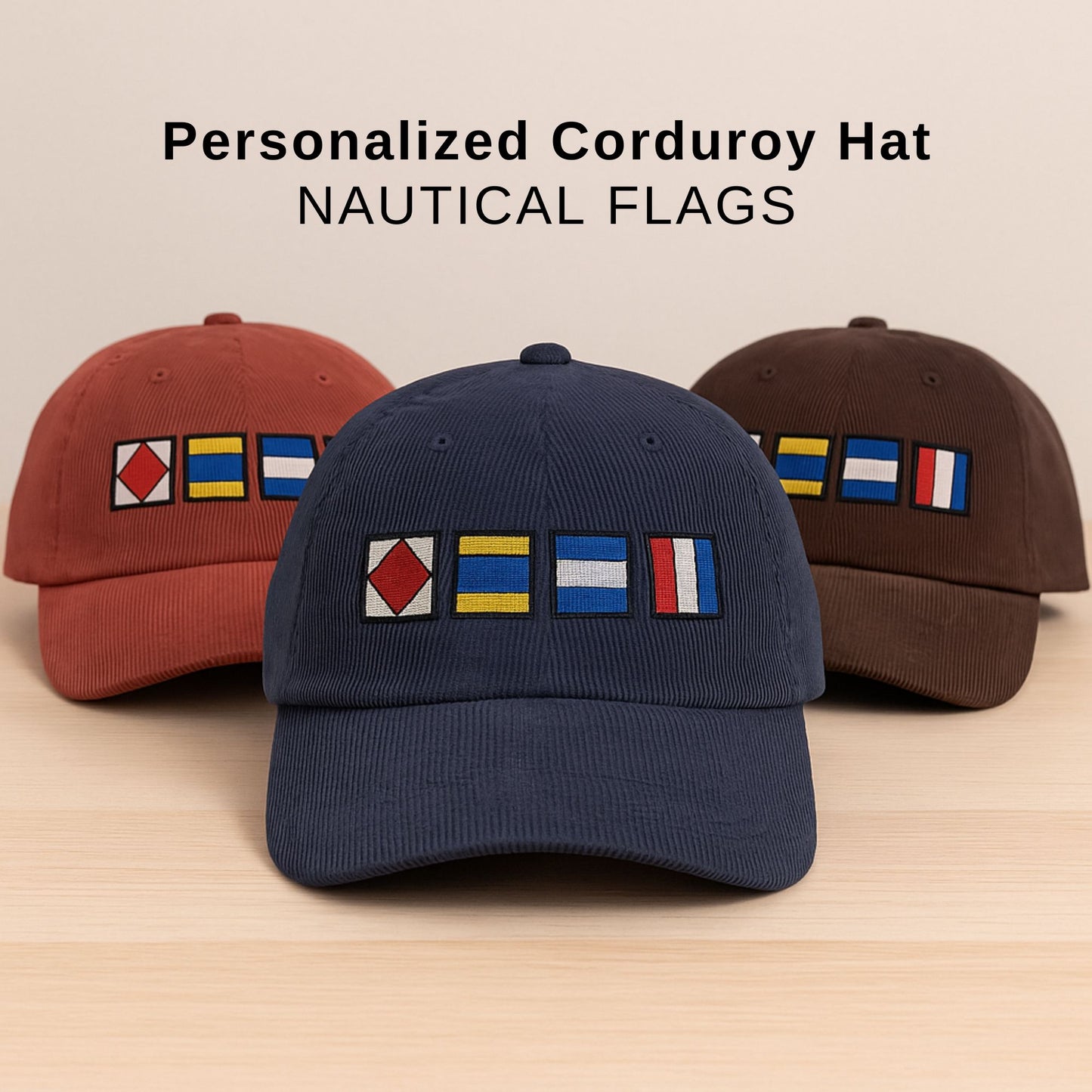 Personalized Nautical Flags Corduroy Hat