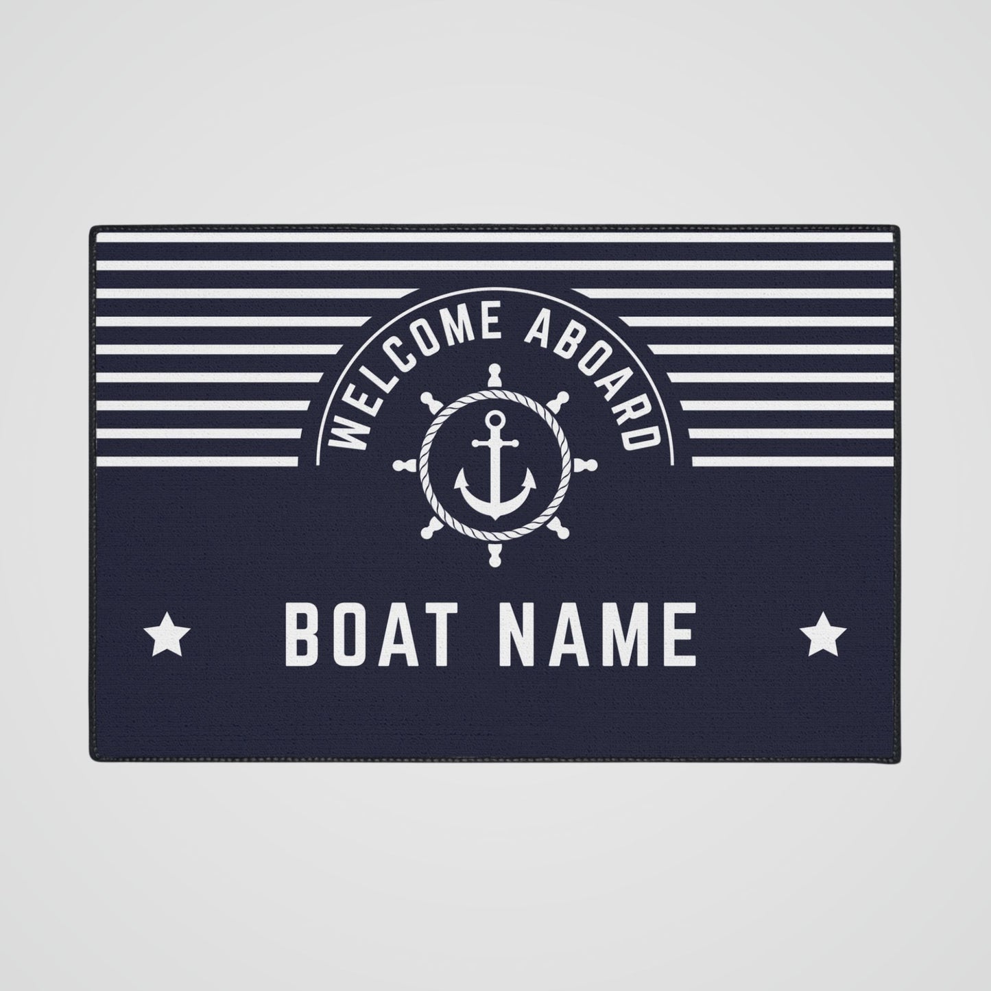 Personalized Boat Mat with Anchor & Ship's Wheel
