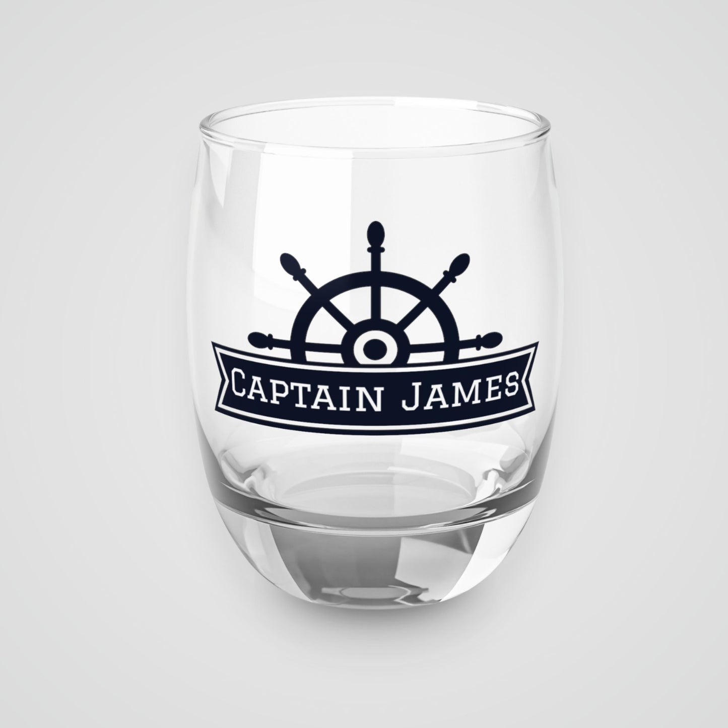 Personalized Ship Wheel Whiskey Glass