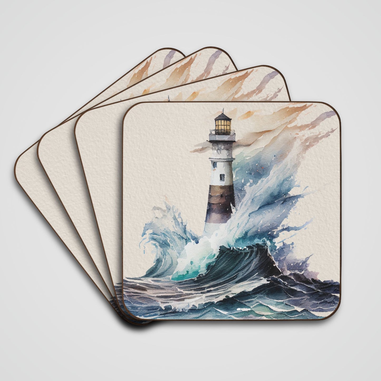 Lighthouse Coaster - Set of 4 (Hardboard Back)