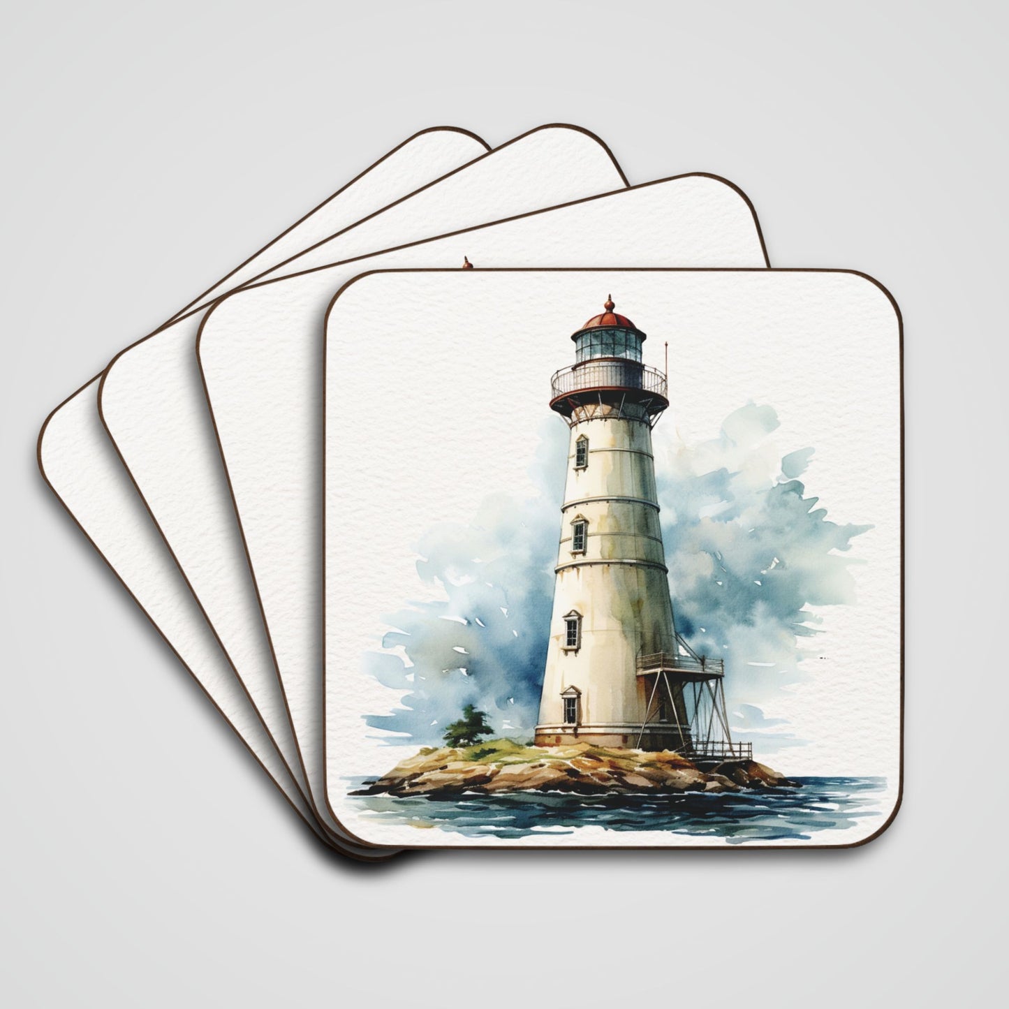 Lighthouse Coaster - Set of 4 (Hardboard Back)