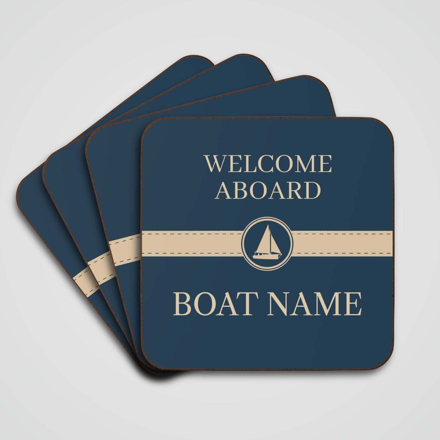 Boat Name Coaster - Sailboat (Set of 4)