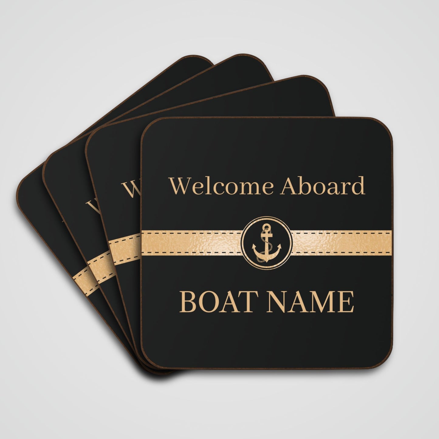 Boat Name Coaster - Ship Wheel (Set of 4)