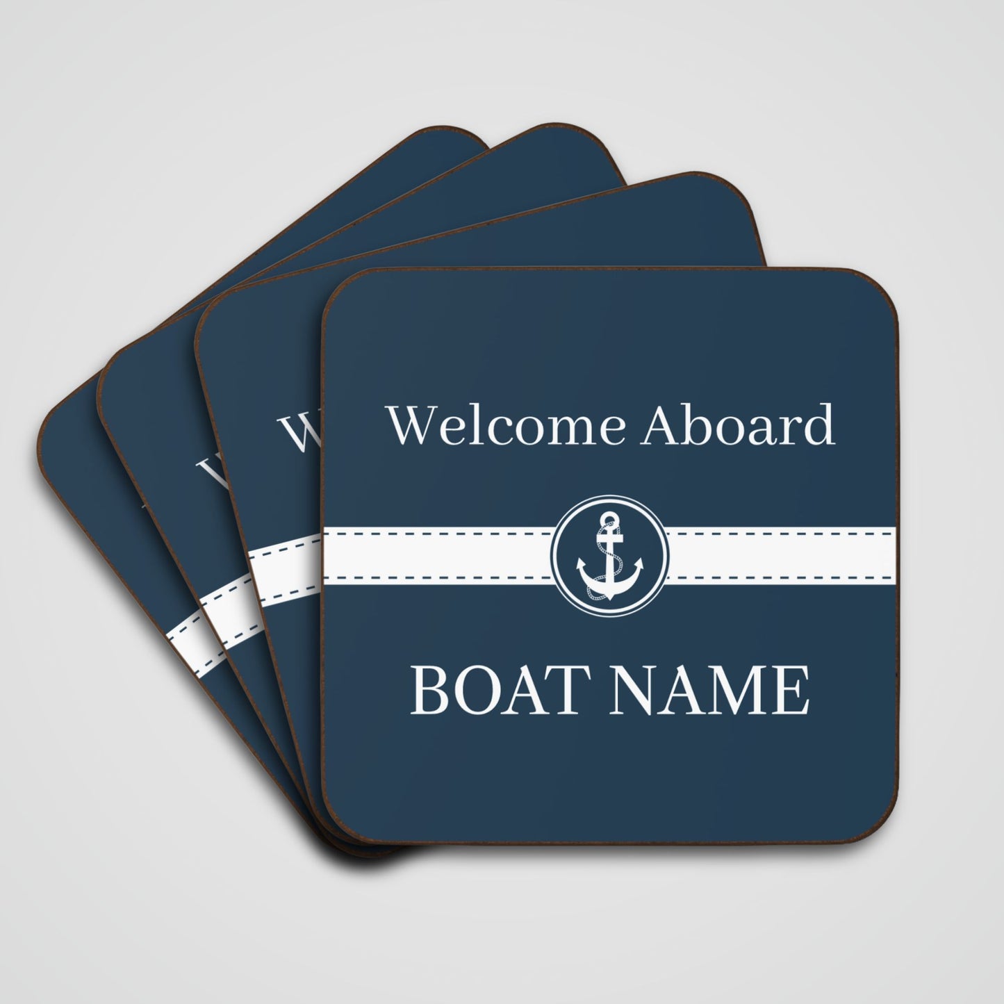 Boat Name Coaster - Ship Wheel (Set of 4)