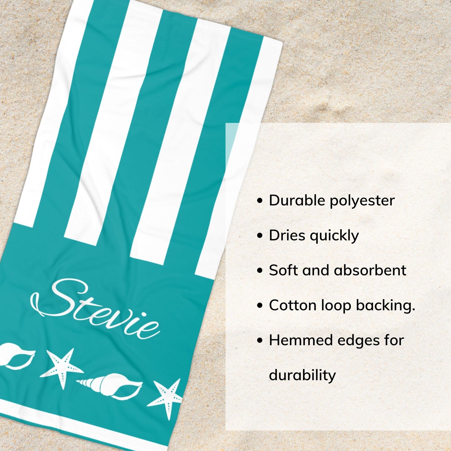 Personalized Seashell & Starfish Towel