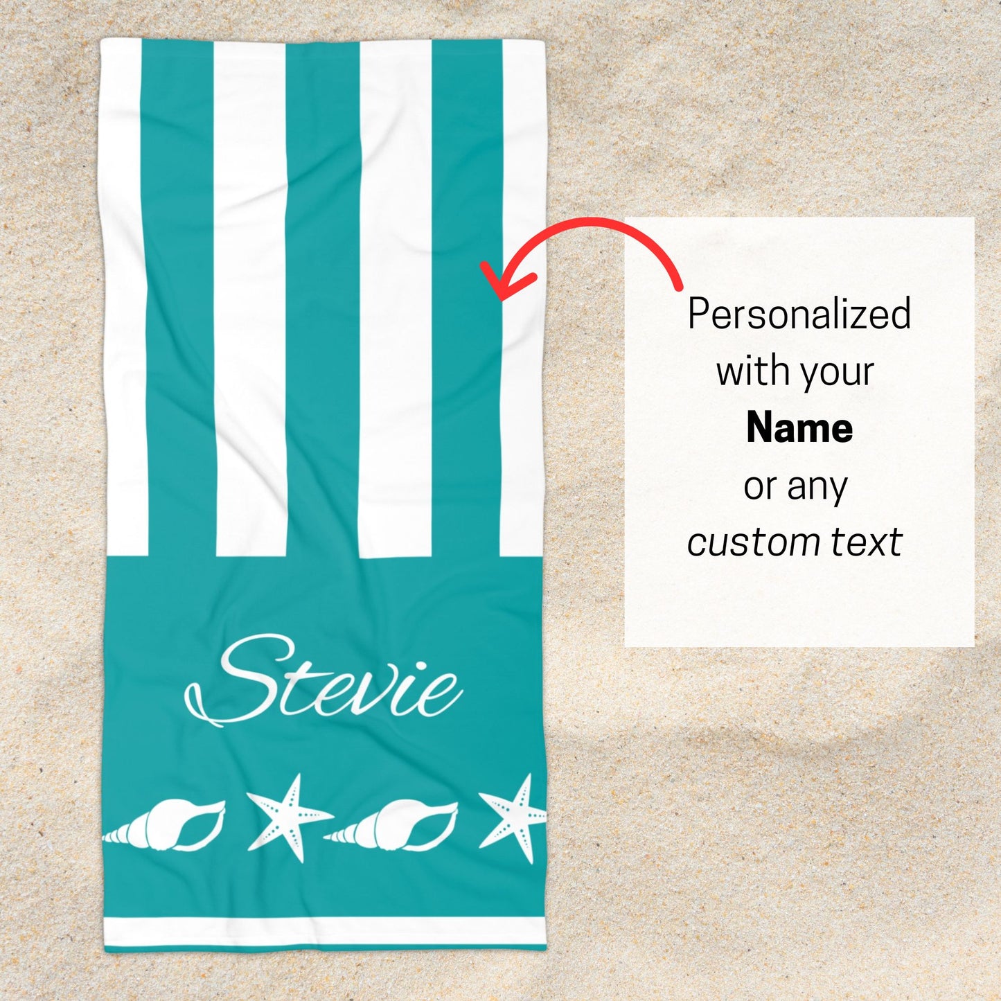 Personalized Seashell & Starfish Towel