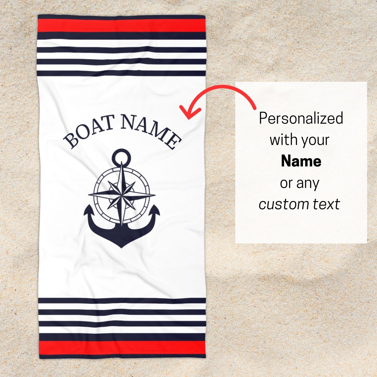 Custom Boat Towel with Anchor and Compass
