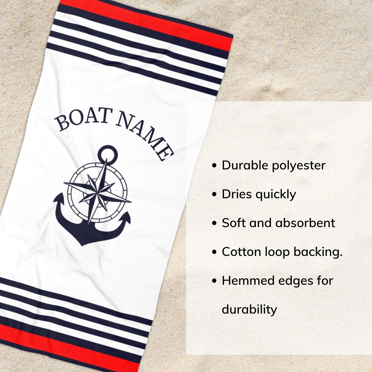 Custom Boat Towel with Anchor and Compass