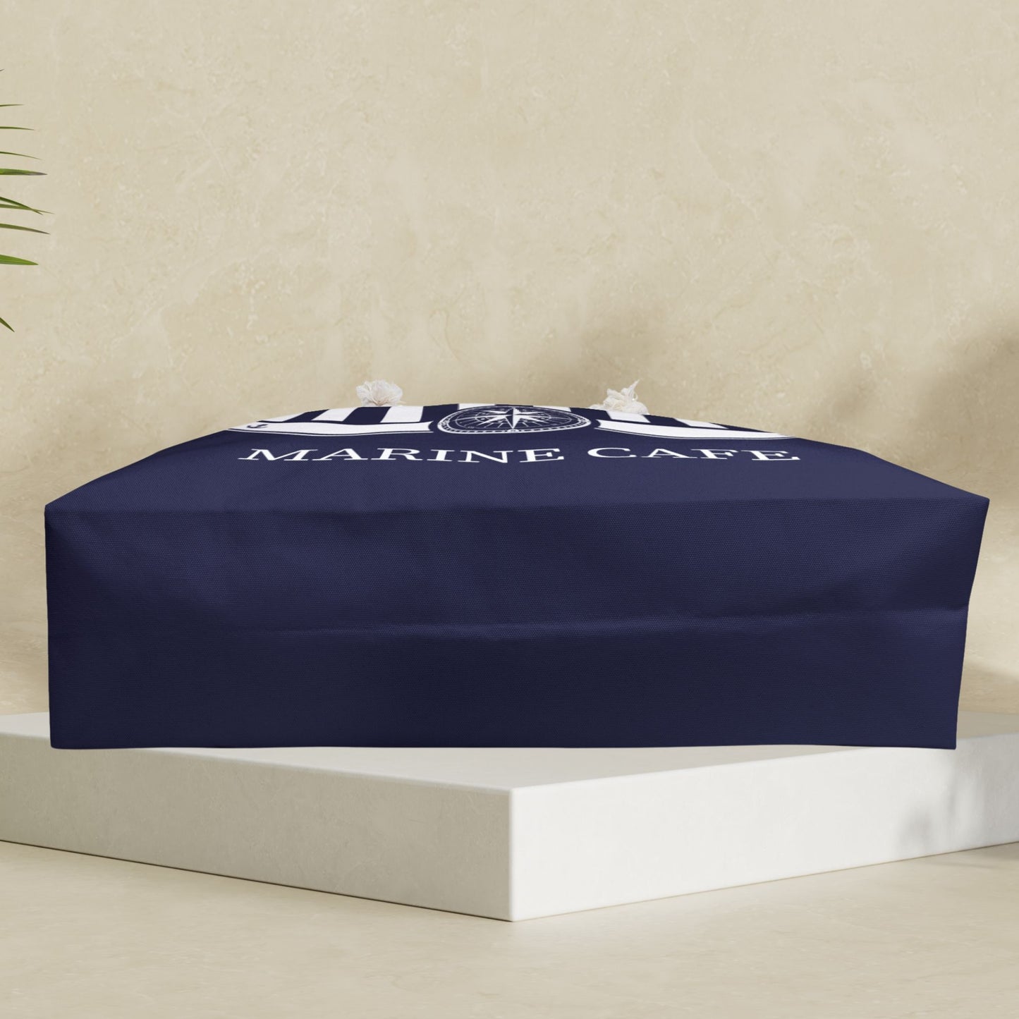 Navy Blue Nautical Weekender Bag with Stripes and Compass