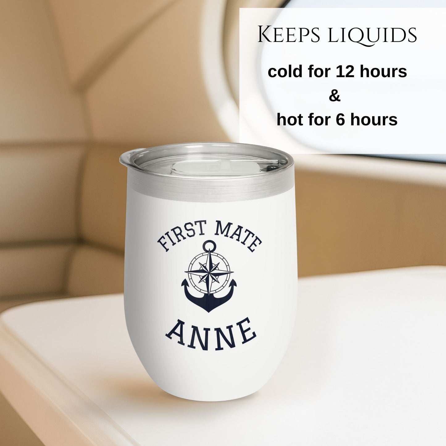 Personalized Anchor Wine Tumbler - Stainless Steel 12oz