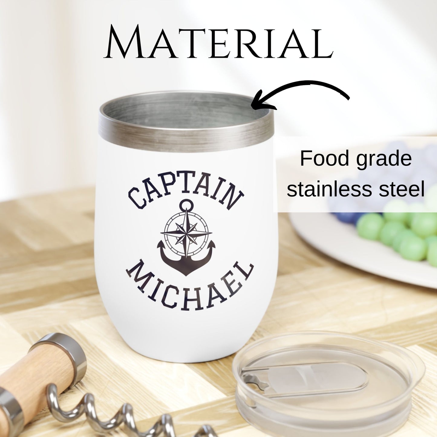 Personalized Anchor Wine Tumbler - Stainless Steel 12oz