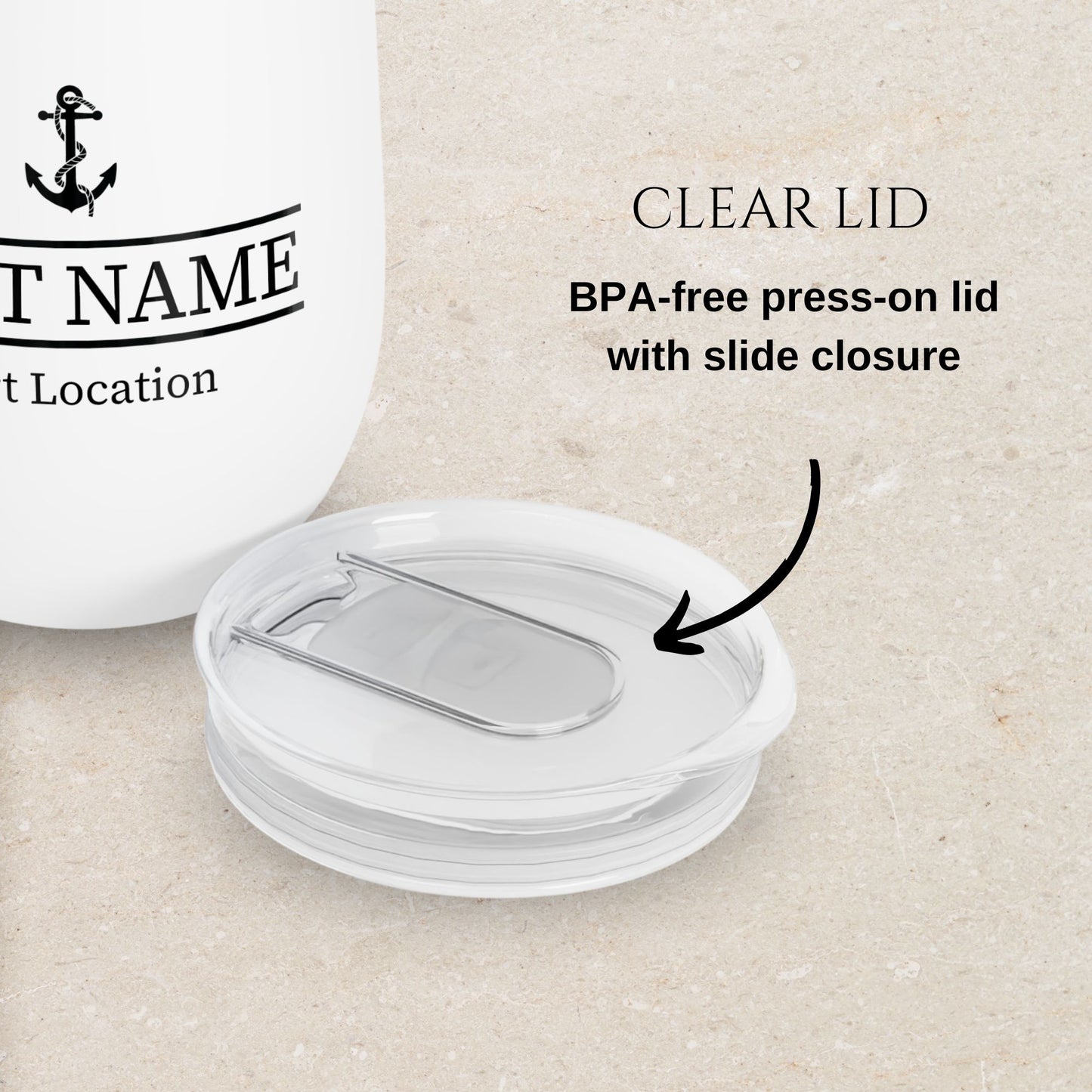 Personalized Anchor Wine Tumbler - Stainless Steel 12oz