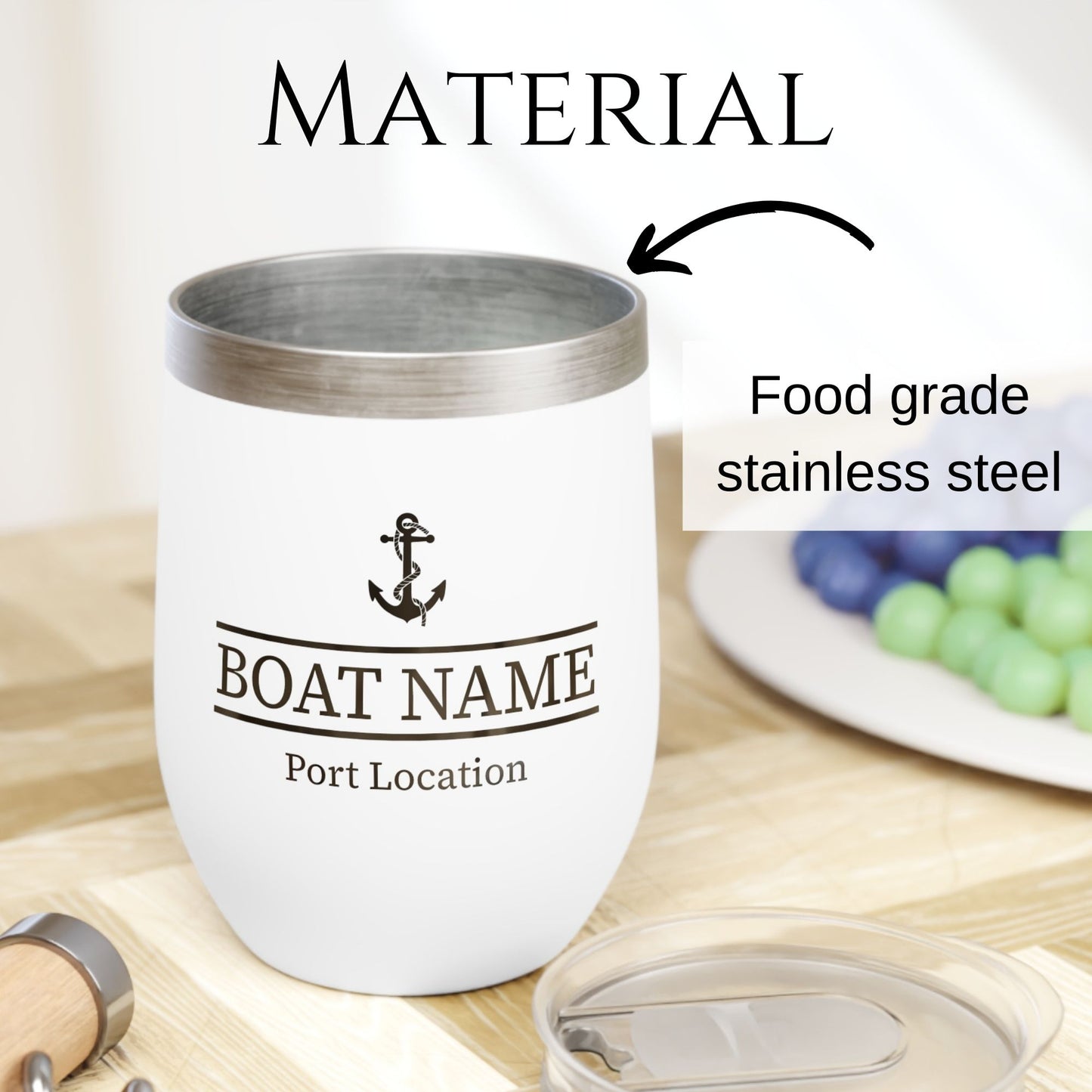 Personalized Anchor Wine Tumbler - Stainless Steel 12oz