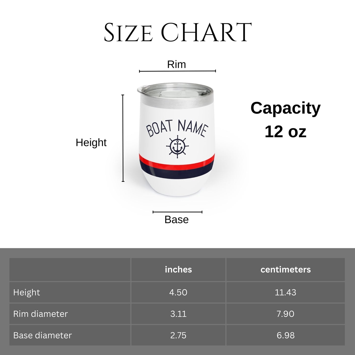 Personalized Ship Wheel Wine Tumbler - Stainless Steel 12oz