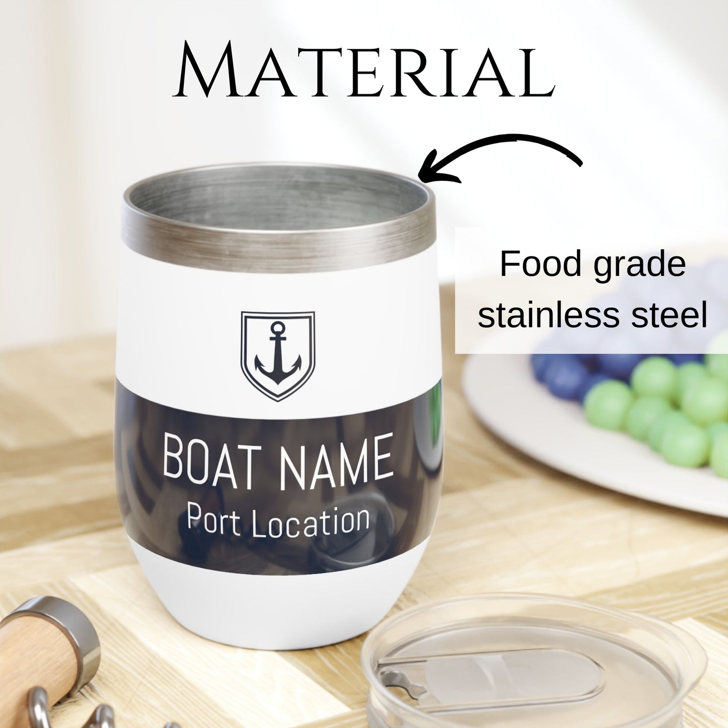 Personalized Anchor Wine Tumbler - Stainless Steel 12oz