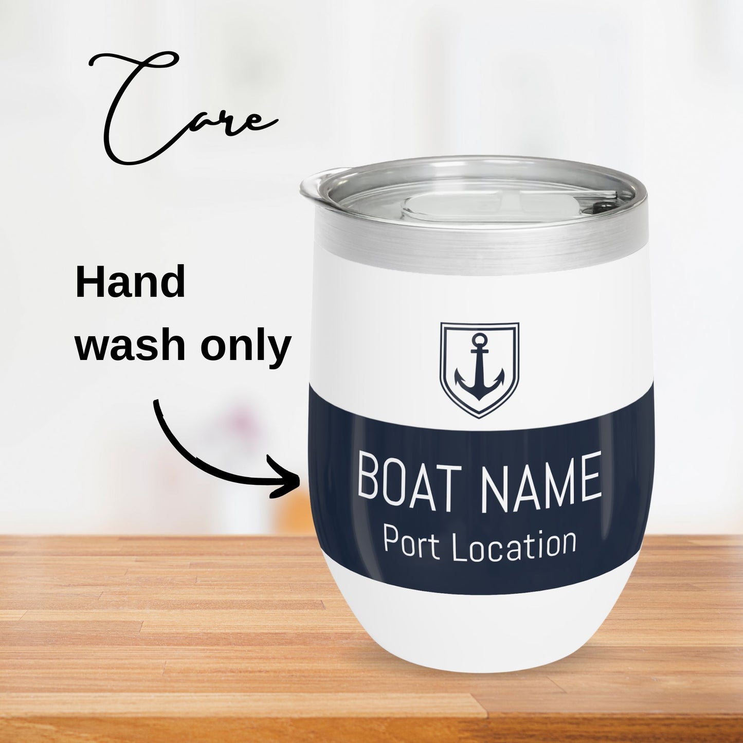 Personalized Anchor Wine Tumbler - Stainless Steel 12oz