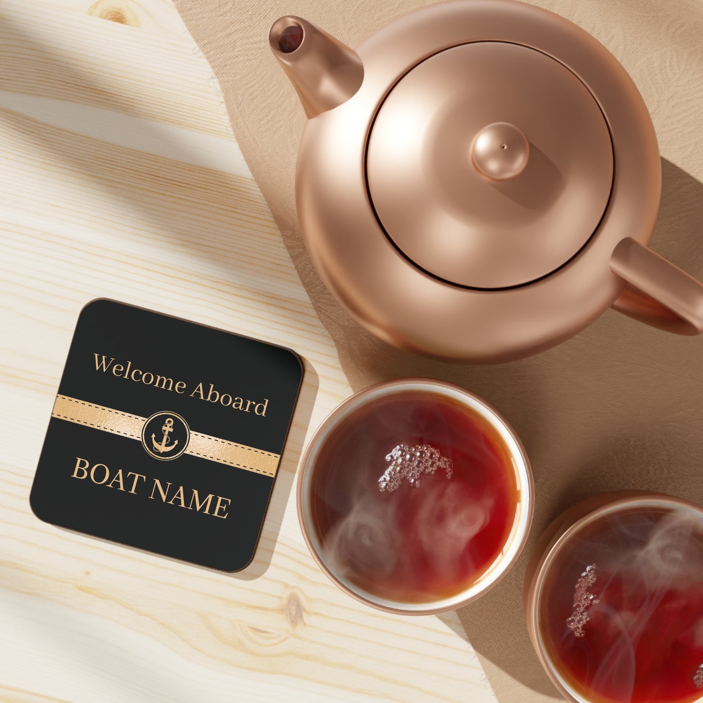 Boat Name Coaster - Ship Wheel (Set of 4)