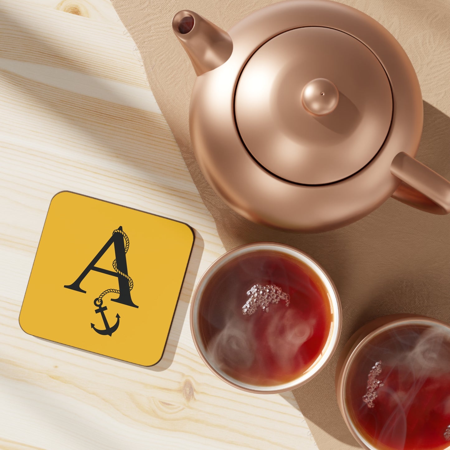 Yellow Nautical Monogram Coasters (set of 4)