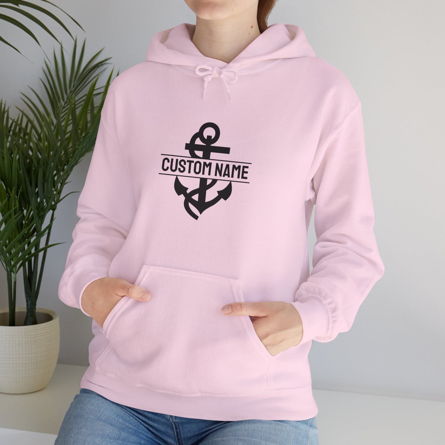 Personalized Hooded Sweatshirt with Nautical Anchor