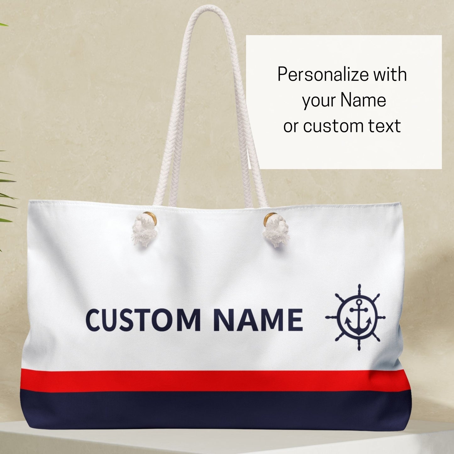 Custom Nautical Boat Tote Bag with Anchor and Ship Wheel