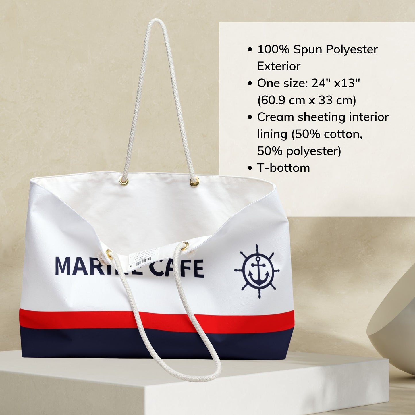 Custom Nautical Boat Tote Bag with Anchor and Ship Wheel