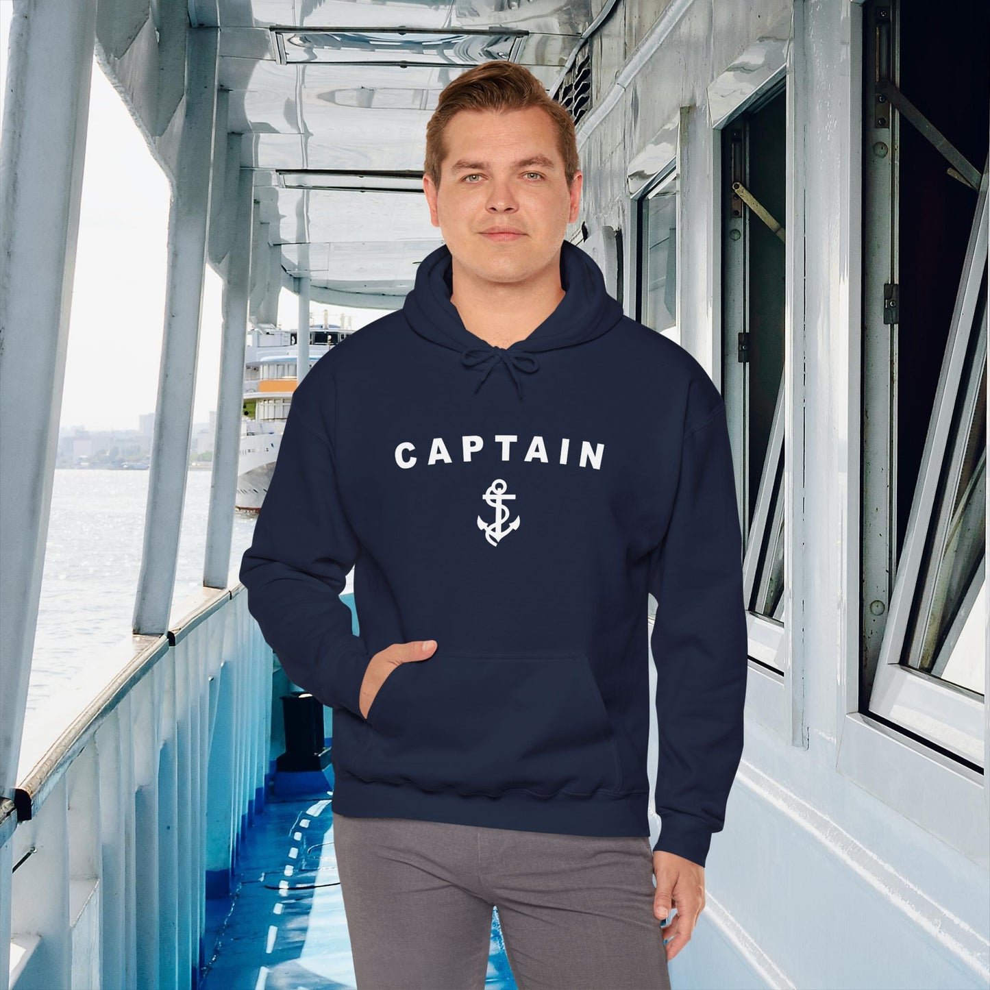 Captain Hooded Sweatshirt with Nautical Anchor