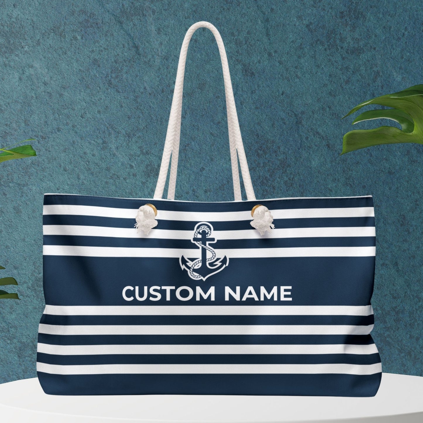Nautical Stripes Weekender Bag with Anchor