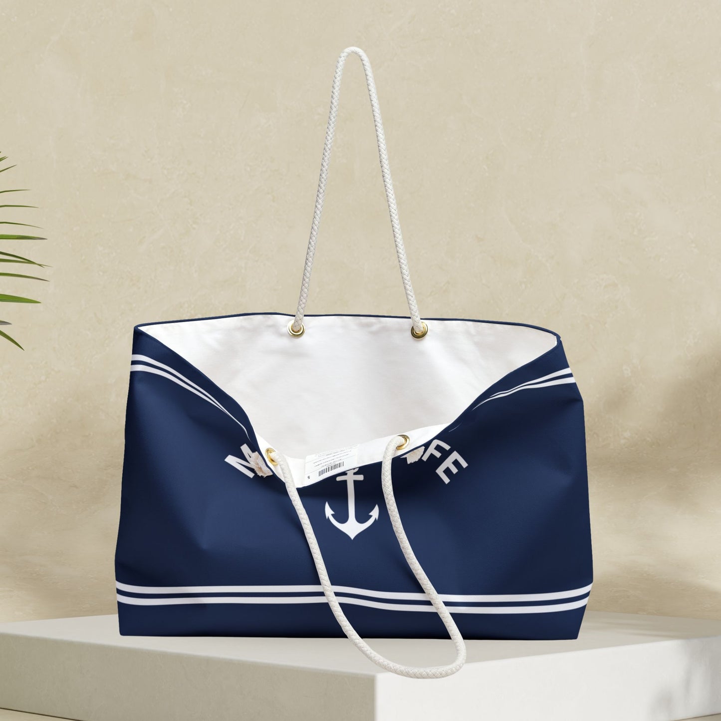 Custom Nautical Bag with Navy Stripes and Anchor