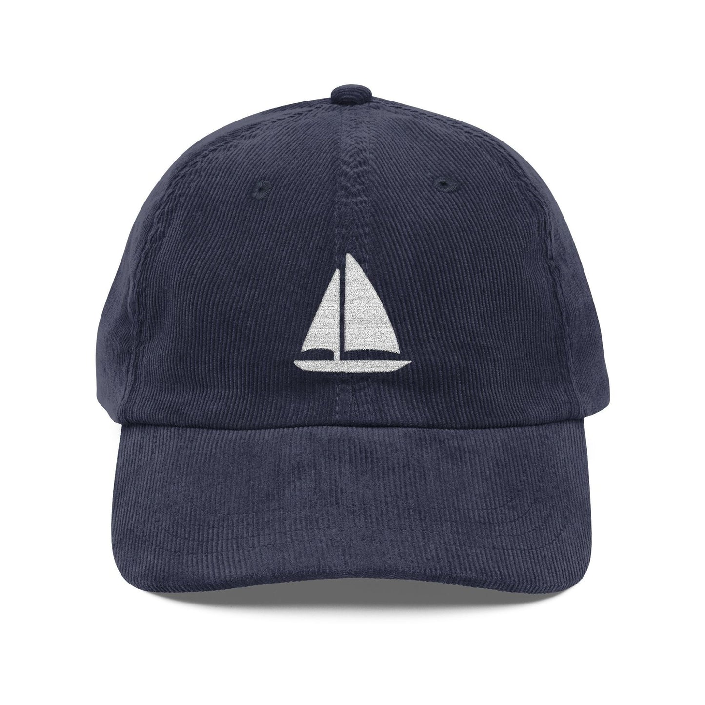 Embroidered Sailboat Corduroy Hat