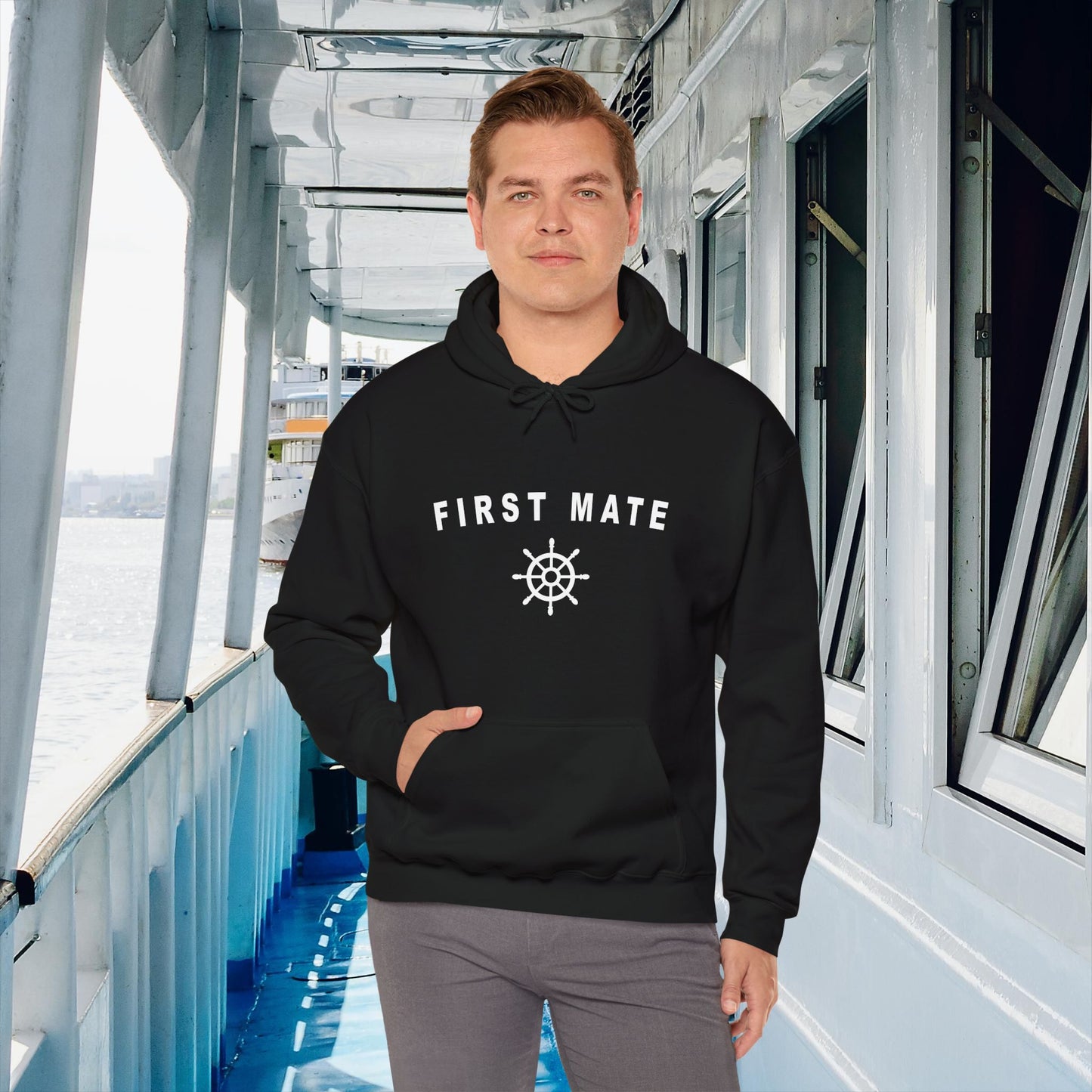 First Mate Hooded Sweatshirt with Ship Wheel