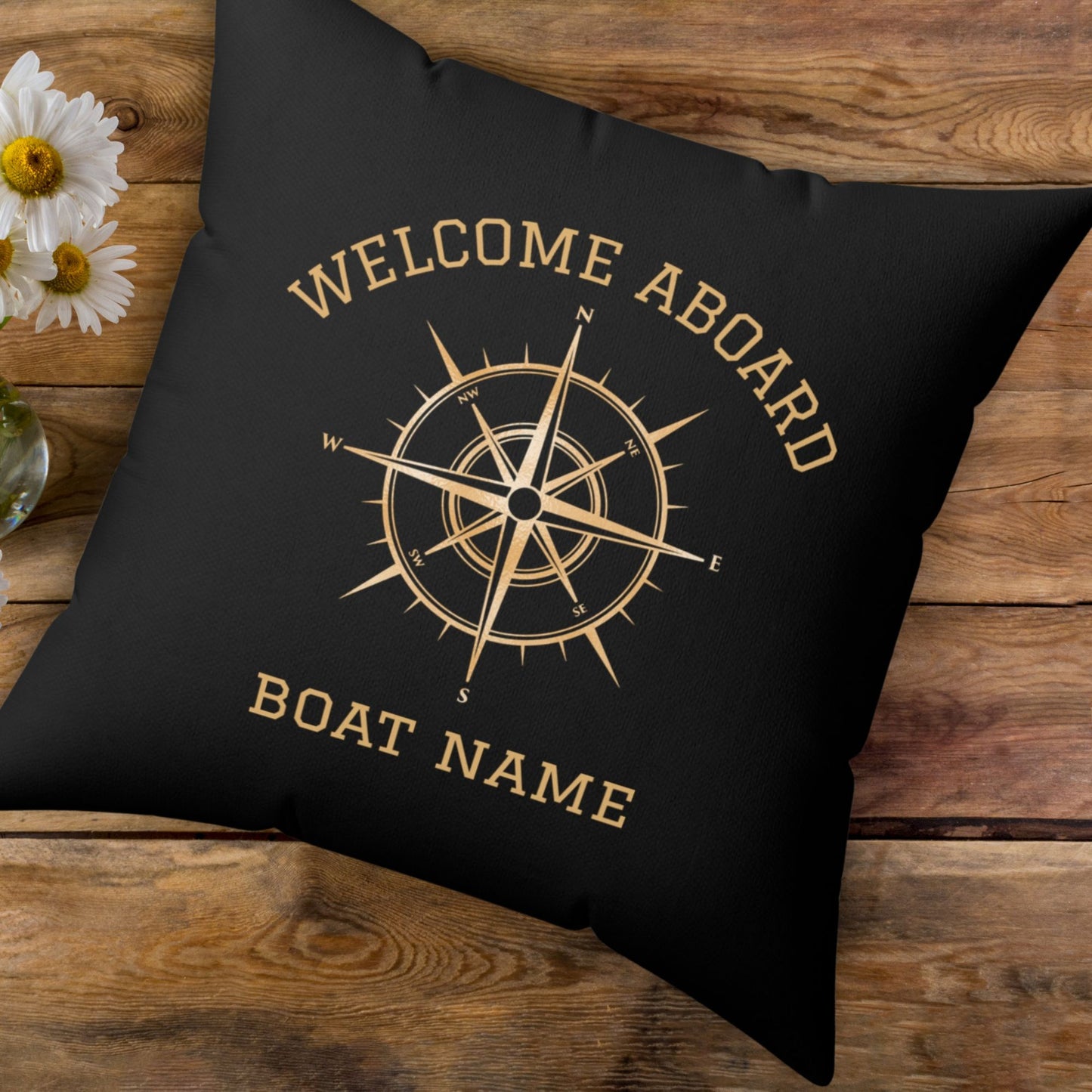 Gold Compass Boat Pillow