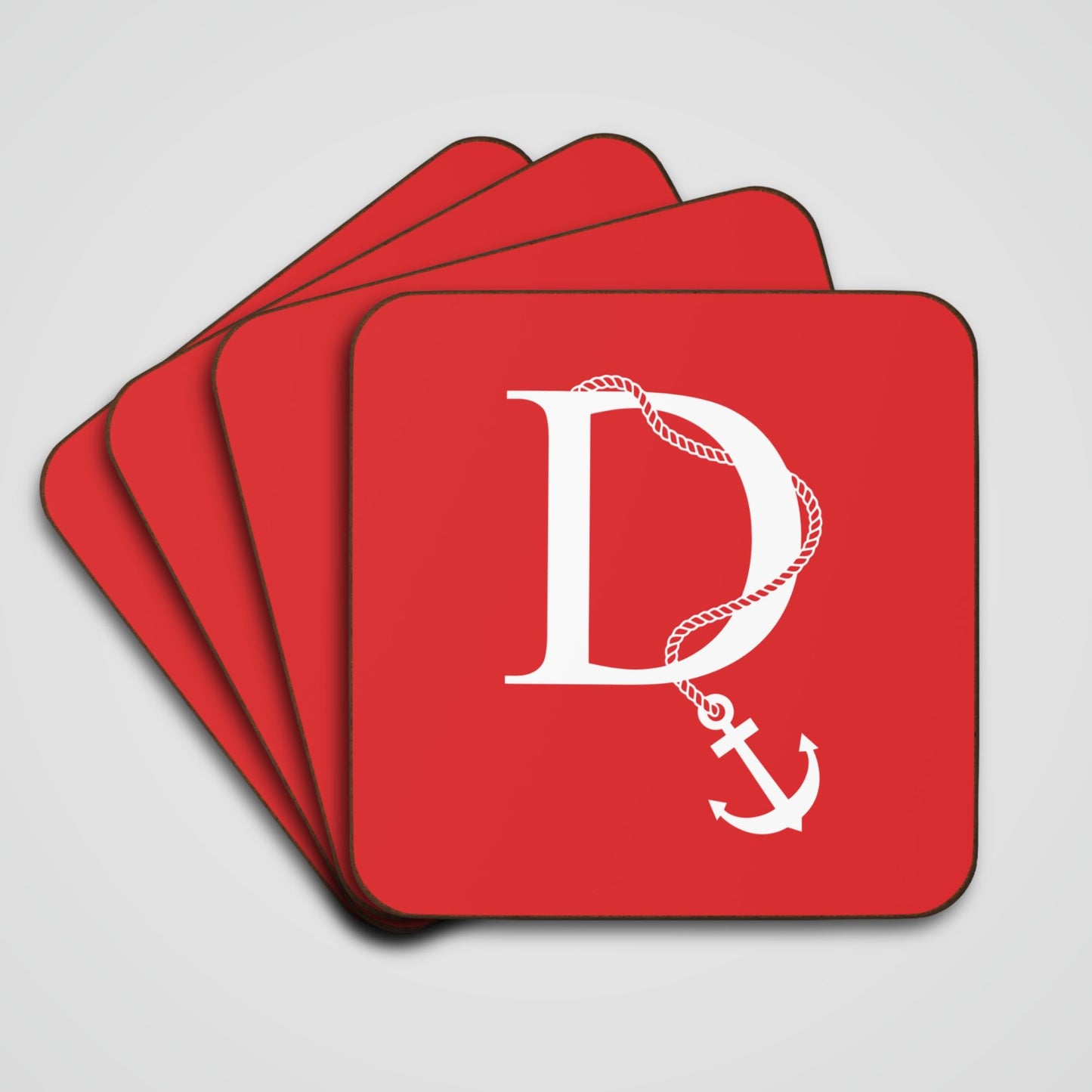 Red Nautical Monogram Coasters (set of 4)