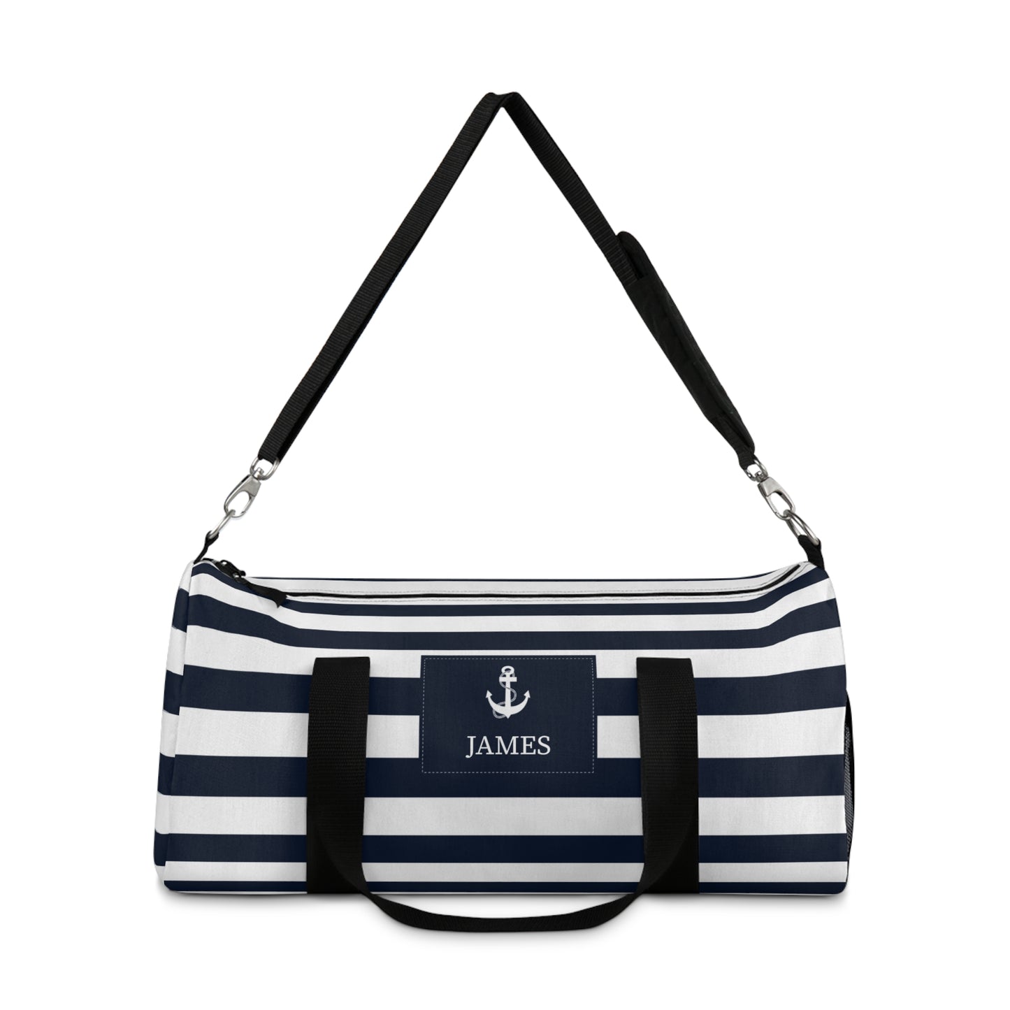 Striped Nautical Duffel Bag – Personalized Anchor Sports & Travel Bag