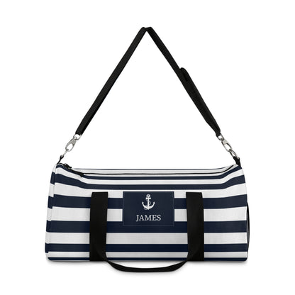 Striped Nautical Duffel Bag – Personalized Anchor Sports & Travel Bag